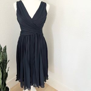HALSTON HERITAGE pleated navy blue dress